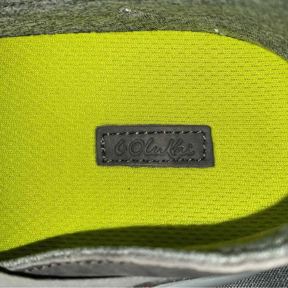 OluKai Miki Li Sneakers Womens 10 Gray Neon Yellow Drop-In Heel 20366-PG26
